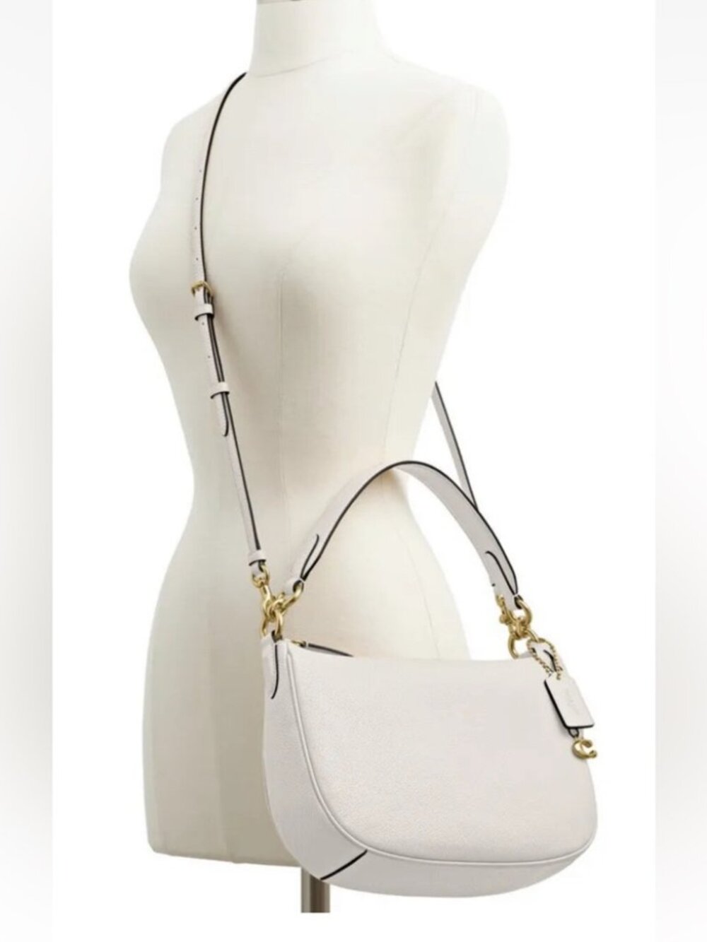 NWOT COACH Sutton Handbag/Crossbody in Chalk Polished Pebble Leather - Picture 2 of 14